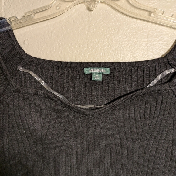 Wild Fable Black  Ribbed Long Sleeve Blouse Size Medium Pre-owned - Picture 4 of 7